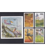 F-EX43482 TANZANIA MNH 1988 BIRD AVES PAJAROS PELICAN BLACK COBRA HERON FROG.