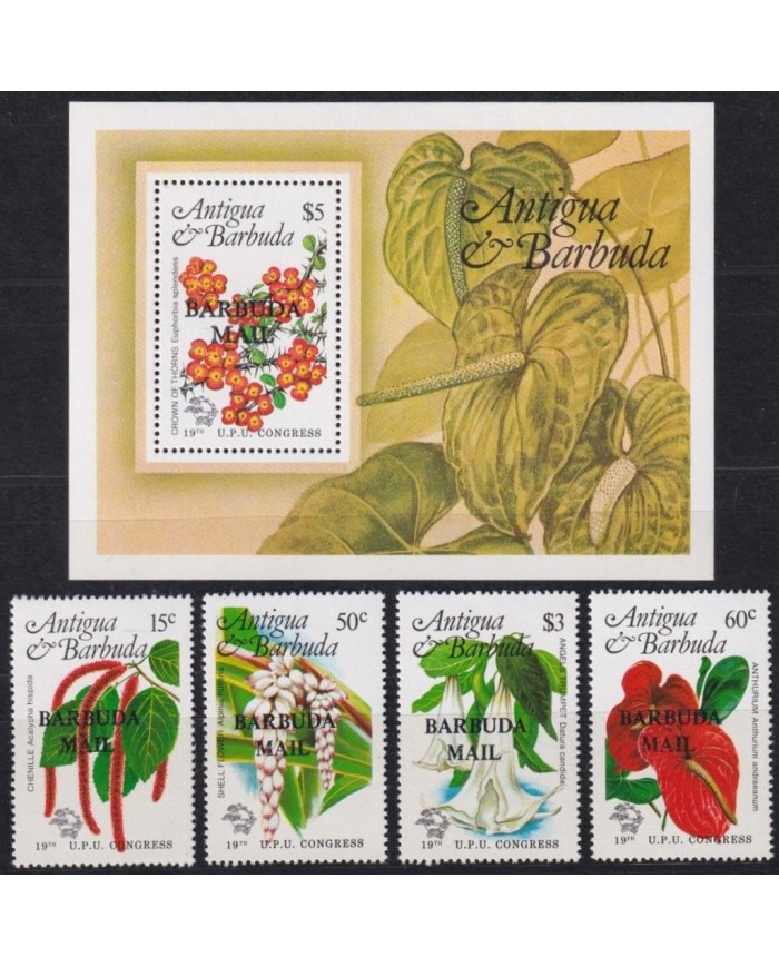 F-EX41941 BARBUDA MNH 1984 FLOWER FLORES.