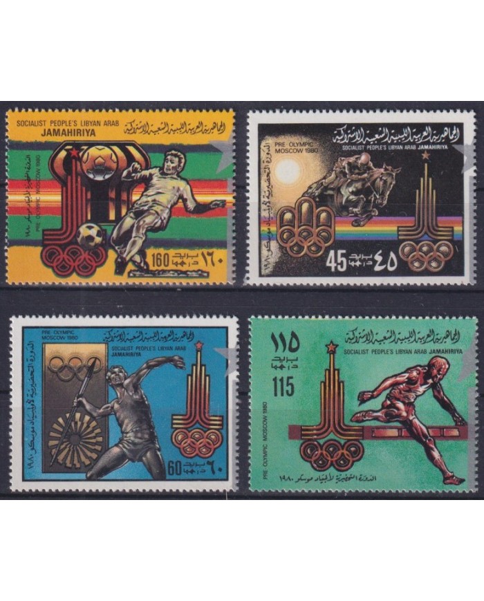 F-EX42904 LIBYA MNH 1980 MOSCOW OLYMPIC GAMES ATHLETISM SOCCER.