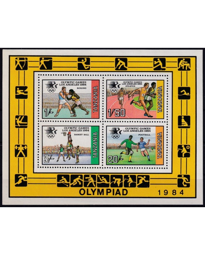 F-EX43055 TANZANIA MNH 1984 OLYMPIC GAMES ATHLETISM SOCCER BASKET BOXING.