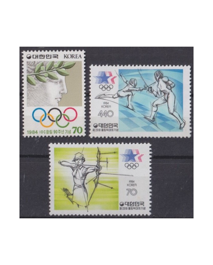 F-EX42896 KOREA MNH 1984 OLYMPIC GAMES FENCING ARCHERY.