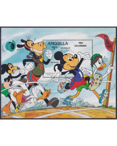 F-EX42834 ANGUILLA MNH 1984 OLYMPIC GAMES DISNEY MICKEY MOUSE DONALD DUCK.