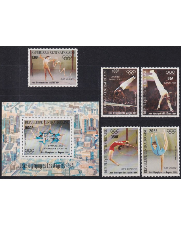 F-EX42402 CENTRAL AFRICA MNH 1984 OLYMPIC GAMES RHYTHMICS GYMNASTICS.
