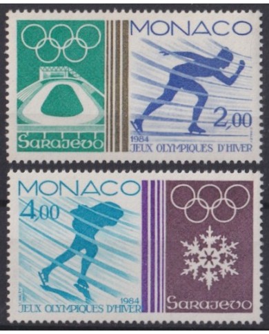 F-EX42942 MONACO MNH 1984 WINTER OLYMPIC GAMES SARAJEVO SKI SKIITING GYMNASTICS.