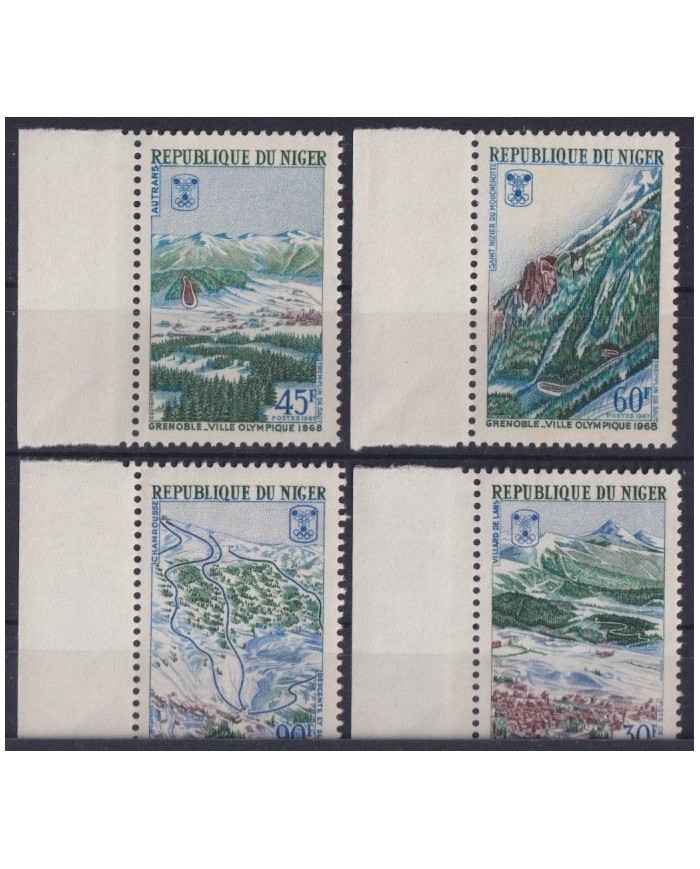 F-EX42957 NIGER MNH 1968 WINTER OLYMPIC GAMES GRENOBLE MOUNTAING LANDSCAPE.