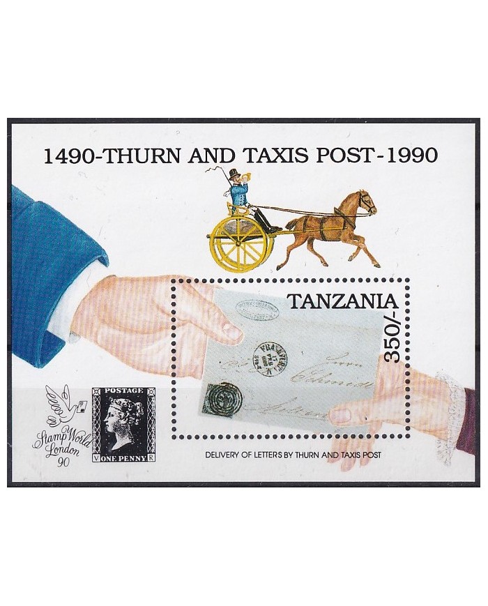 F-EX43053 TANZANIA MNH 1990 THURN & TAXIS POSTAL HISTORY LONDON EXPO.
