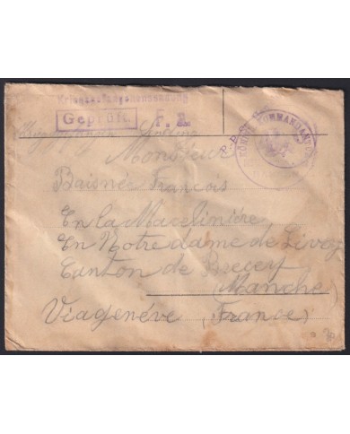 F-EX43212 GERMANY WWI 1915 MILITAR FREE POST HAMELN.