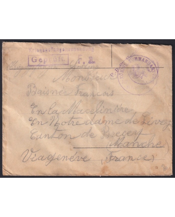 F-EX43212 GERMANY WWI 1915 MILITAR FREE POST HAMELN.
