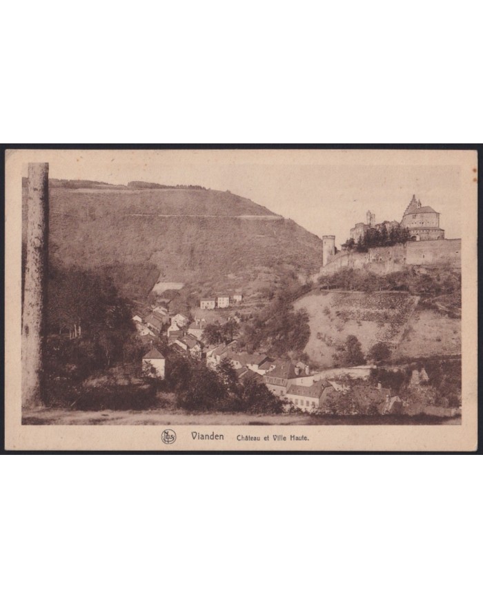 F-EX43118 LUXEMBURG 1935 POSTCARD TO SPAIN VIANDEN CASTLE.