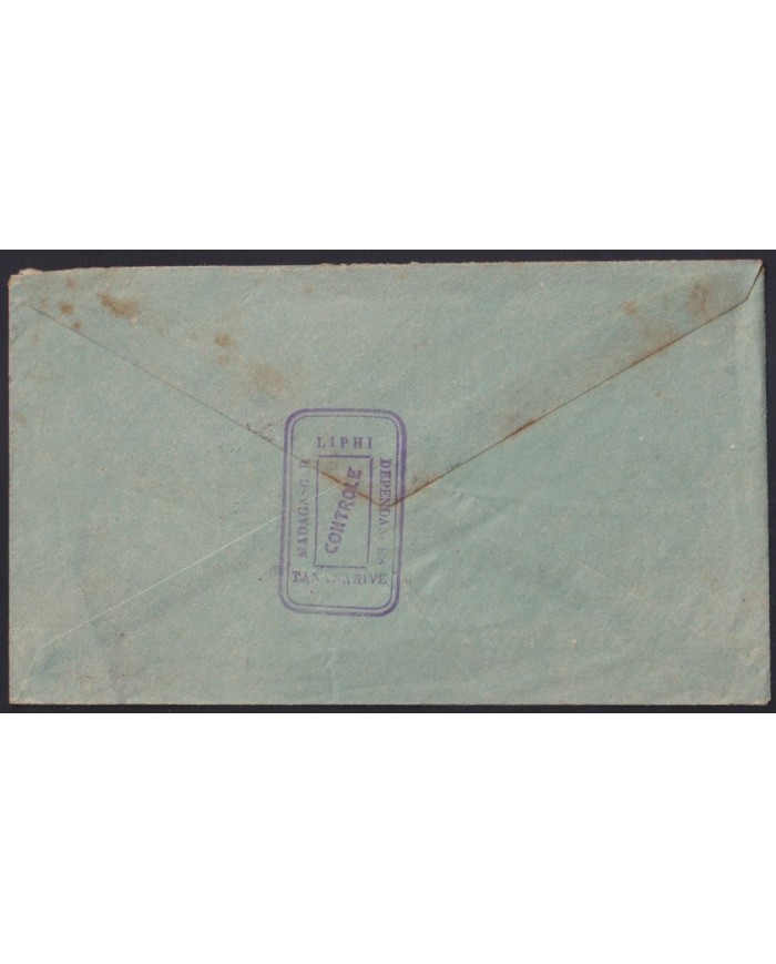 F-EX43213 SOUTH RHODESIA 1953 FDC RHODES CENT EXPO TO MADAGASDCAR CENSORSHIP.