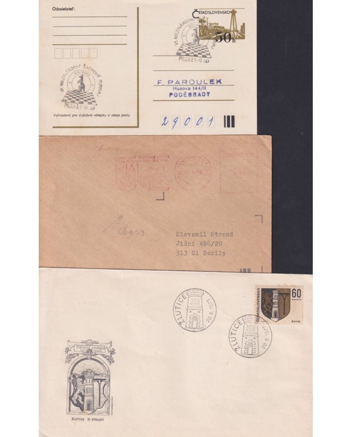 F-EX1926 CHECOSLOVAQUIA ESKOSLOVENSKO. 12 SPECIAL CANCEL CHESS AJEDREZ.