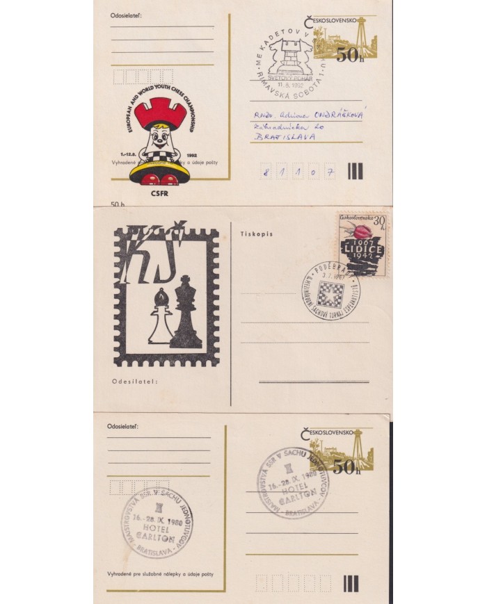 F-EX1926 CHECOSLOVAQUIA ESKOSLOVENSKO. 12 SPECIAL CANCEL CHESS AJEDREZ.