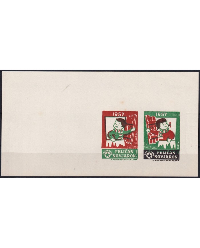 F-EX42517 ESPAÑA SPAIN 1957 ESPERANTO IMPERF SHEET.