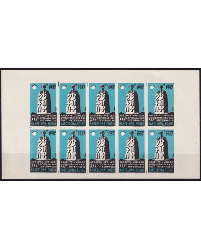 F-EX42537 SPAIN ESPAÑA 1957 ESPERANTO CINDERELLA CONGRESS BARCELONA BLACK-BLUE.
