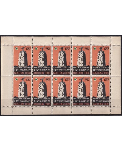 F-EX42539 SPAIN ESPAÑA 1957 MNH ESPERANTO CINDERELLA CONGR BARCELONA BLACK-ORANGE.