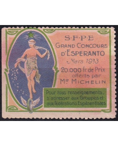 F-EX43271 FRANCE ESPERANTO CINDERELLA 1913 40x50 mm SFPE CONCURS MICHELIN.