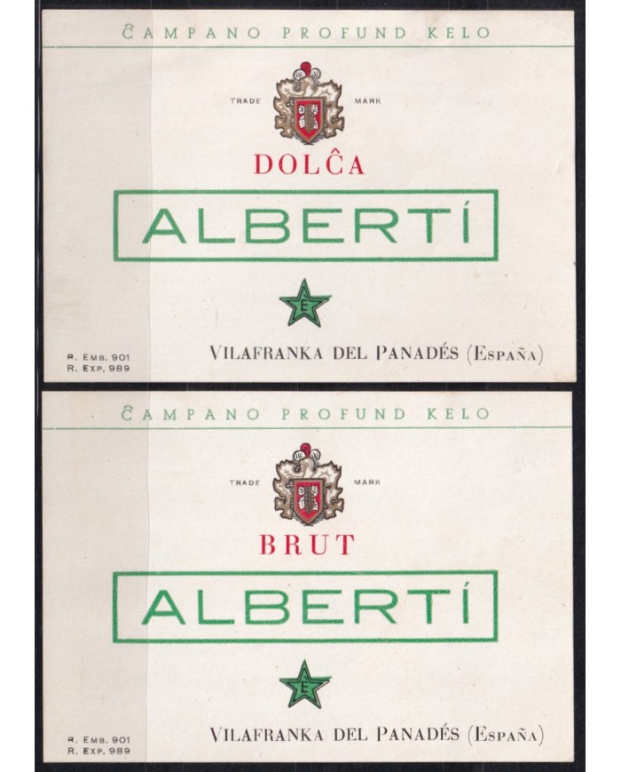 F-EX43260 SPAIN ESPAÑA ESPERANTO ALBERTO WINE BRUT & DULCE 110x78 mm. 