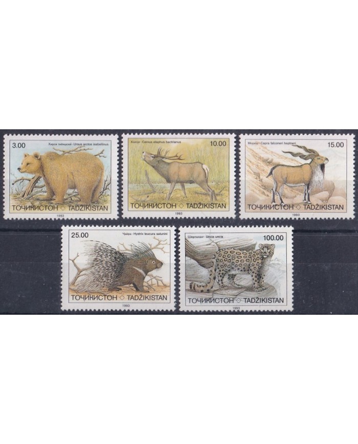 F-EX43480 TADZIKISTAN MNH 1993 BEAR FELINE CERVUS UNCIA ANTELOPE.
