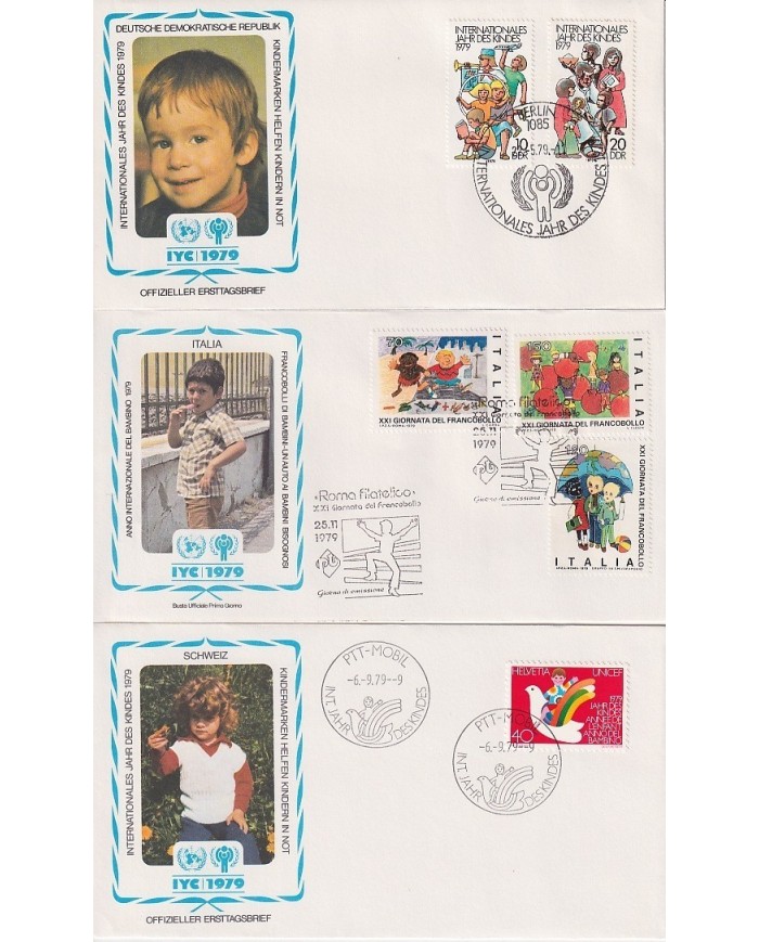 F-EX15704 CHILDREN YEAR 1979 FDC LUXEMBURG GERMANY YUGOSLAVIA ITALY SWITZERLAND