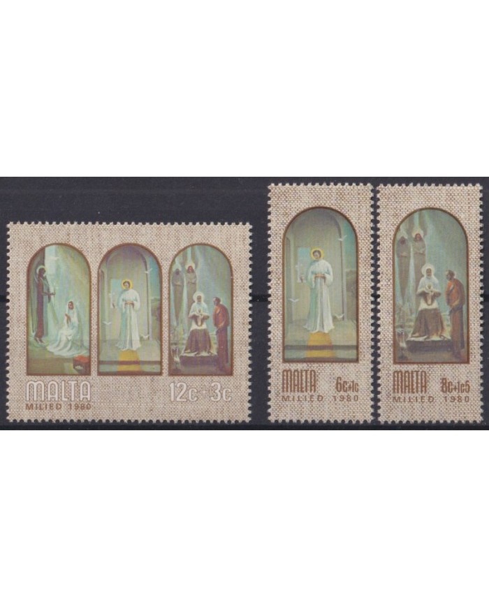 F-EX42921 MALTA MNH 1980 MILIED CHRISTMAS EASTER NAVIDAD ART PAINTING.