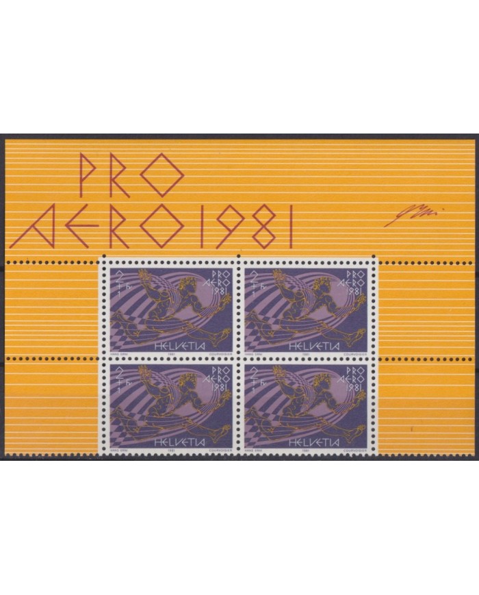 F-EX43477 SWITZERLAND MNH 1981 PRO AEREO BLOCK 4.