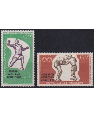 F-EX38085 CENTRAL AFRICA MNH 1972 OLYMPIC GAMES MUNICH OVERPRINT WINNER.