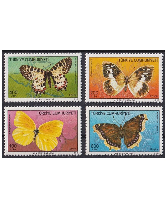 F-EX43487 TURKEY MNH 1988 INSECTS BUTTERFIES PAPILLON MARIPOSAS ENTOMOLOGY.