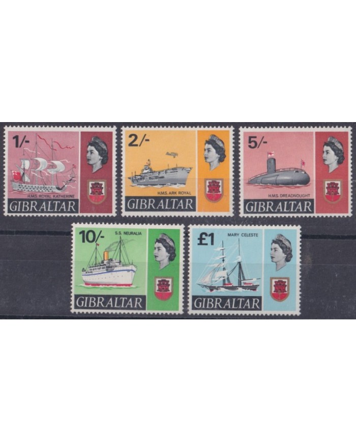 F-EX43531 GIBRALTAR MH 1967 HISTORIC SHIP BARCOS MARY CELESTE SUBMARINE.
