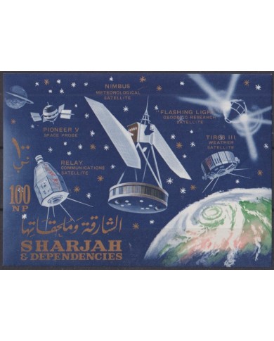F-EX43942 SAUDI ARABIA SHARJAH MNH 1967 COMMUNICATION SATELLITE COSMOS SPACE.