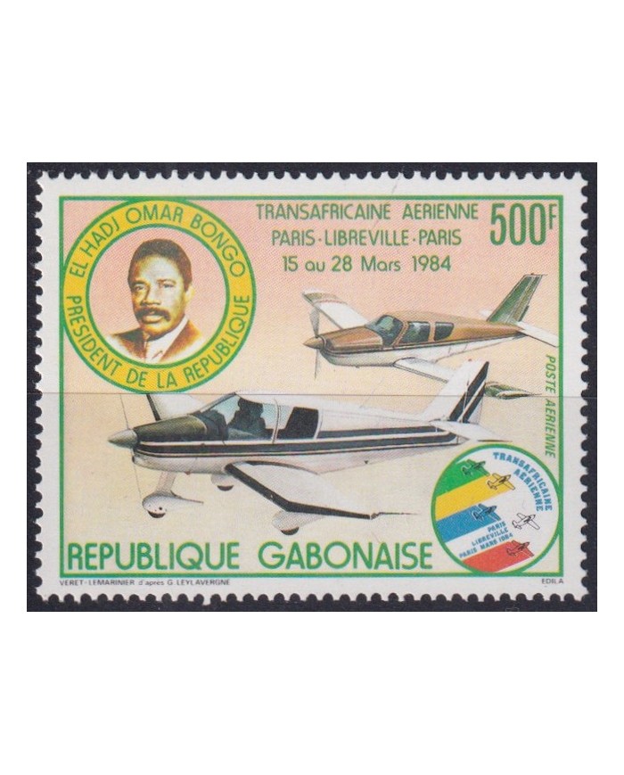 F-EX43520 GABON MNH 1984 AVION AIRPLANE TRANSATLANTIC FLIGHT.