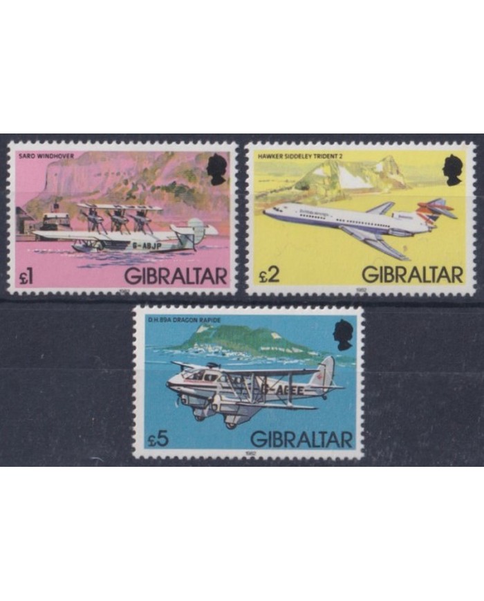 F-EX43532 GIBRALTAR MNH 1982 AVION AIRPLANE DRAGON RAPIDE SEAPLANE.