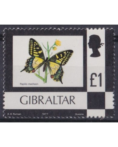 F-EX44041 GIBRALTAR MNH 1977 1POUND INSECTS BUTTERFIES PAPILLON MARIPOSAS ENTOMOLOGY
