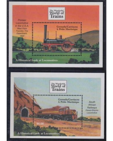 F-EX43388 GRENADA CARRIACOU MARTINIQUE MNH 2000 HISTORIC RAILROAD RAILWAYS.