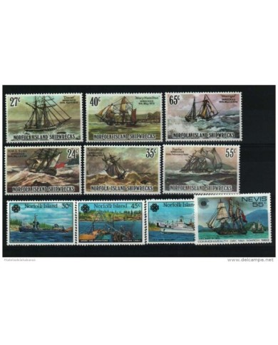 F-EX.186 UK ENGLAND PERFECT MNH 1982-84 OLD SHIP PAPUA NEW GUINEA.  NORFOLK IS