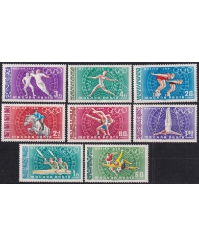 F-EX42586 HUNGARY MNH 1968 MEXICO OLYMPIC GAMES SOCCER FENCING EQUESTRIAN JAVELIN.