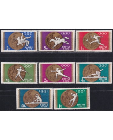 F-EX42588 HUNGARY MNH 1969 MEXICO OLYMPIC GAMES SOCCER FENCING EQUESTRIAN JAVELIN.