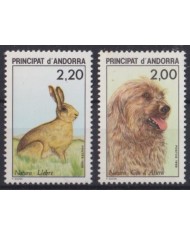 F-EX43297 ANDORRA MNH 1988 FAUNA NATURA DOG RABBIT PERROS  CONEJOS LIEBRES.