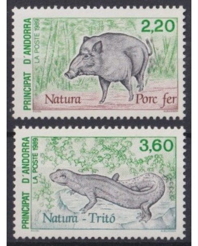 F-EX43298 ANDORRA MNH 1989 FAUNA NATURA WILD PIG TRITON LIZARD GECKO.