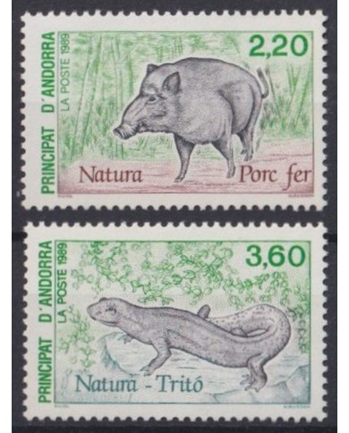 F-EX43298 ANDORRA MNH 1989 FAUNA NATURA WILD PIG TRITON LIZARD GECKO.