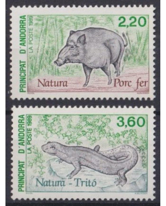 F-EX43298 ANDORRA MNH 1989 FAUNA NATURA WILD PIG TRITON LIZARD GECKO.