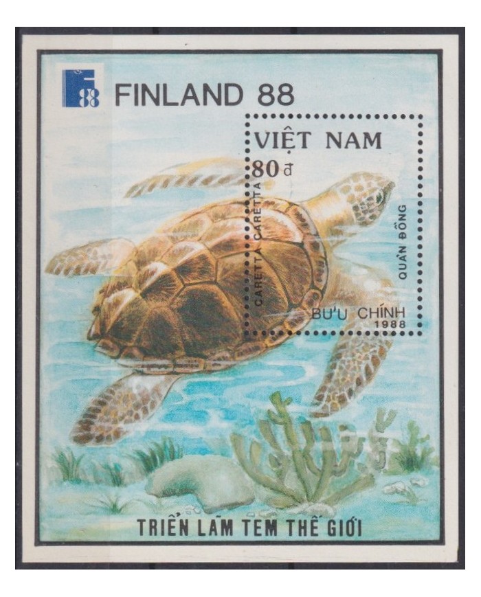 F-EX43492 VIETNAM MNH 1988 MARINE WILDLIFE TURTLE FINLAND PHILATELIC EXPO.