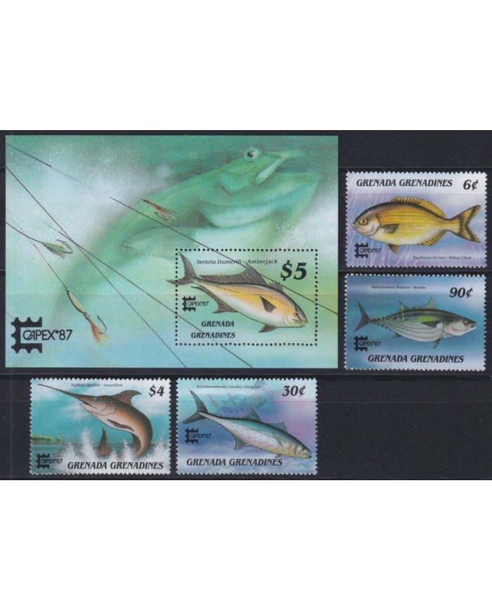 F-EX43387 GRENADA & GRENADINES MNH 1987 MARINE WILDLIFE FISH PECES CAPEX FISHING.