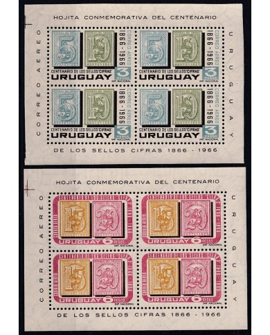 F-EX42459 URUGUAY MNH 1966 CENTENARY OF STAMPS SHEET.