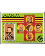 F-EX43076 UGANDA MNH 125th ANNIV RED CROOS HENRY DUNANT SHEET.