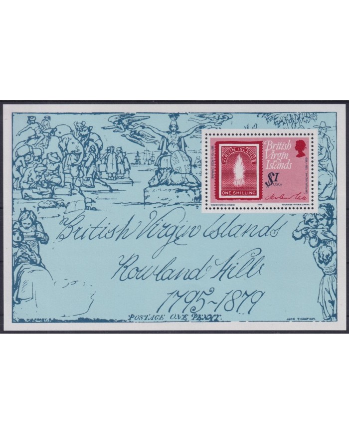 F-EX43081 VIRGIN IS MNH 1979 ANNIV ROWLAND HILL SHEET.
