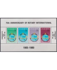 F-EX43092 ZIMBABWE MNH 1980 75th ANNIV ROTARY CLUB INTERNATIONAL SHEET.