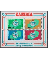 F-EX43090 ZAMBIA MNH 1980 75th ANNIV ROTARY CLUB INTERNATIONAL SHEET.
