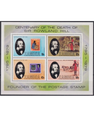 F-EX43091 ZAMBIA MNH 1979 ANNIV ROWLAND HILL SHEET.