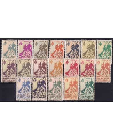 F-EX42591 FRANCE OCCIDENTAL AFRIQUE 1945 COLONIAL SOLDIER ORIGINAL GUM.