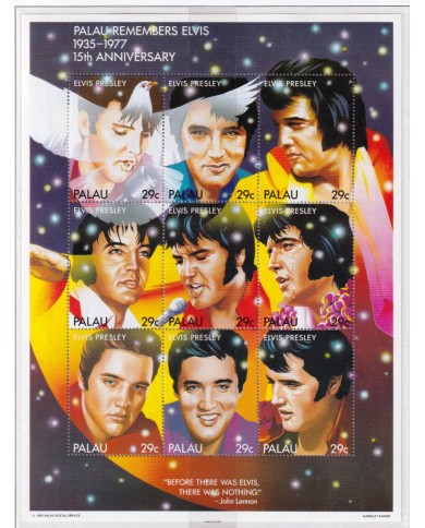 F-EX41360 PALAU MNH 1992 MUSIC ELVIS PRESLEY SPECIAL SHEET.